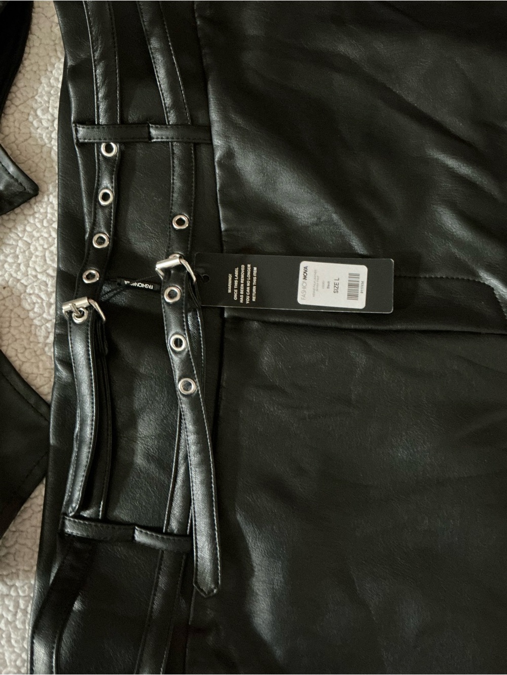 Fashion Nova Black Faux Leather High-Waist Skinny Pants - Picture 2 of 7